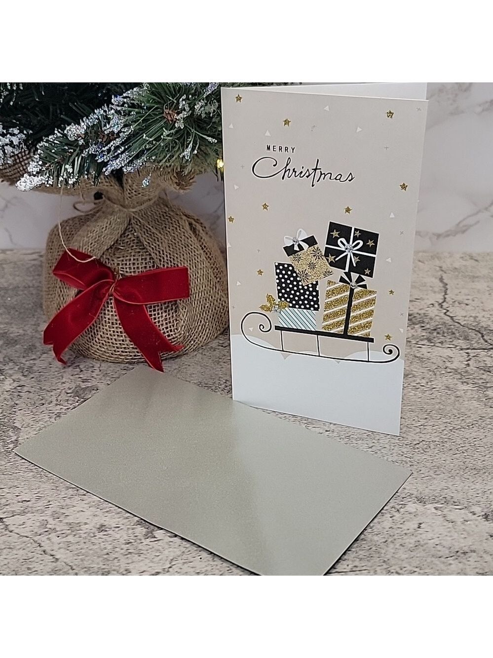 Merry Christmas sled greeting cards